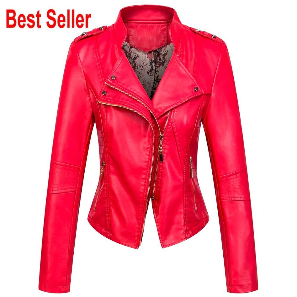 Faux Leather Cropped Moto Jacket Asymmetric Zip Slim Fit
